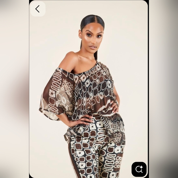 Brown African Pattern Matching Set - Picture 1 of 7